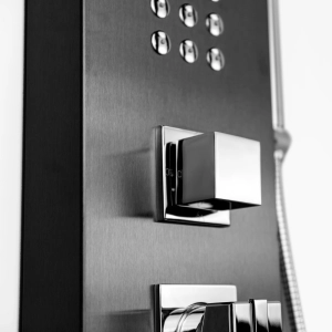 Ducha Vertical com Hidro e Cascata Square (Inox Preta Fosca)