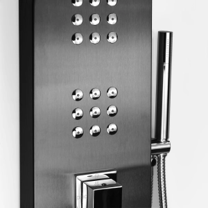 Ducha Vertical com Hidro e Cascata Square (Inox Preta Fosca)