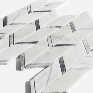 Pastilhas de Pedra Chevron (M&aacute;rmores Pigu&ecirc;s e Grey)