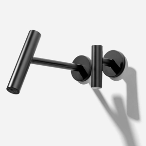 Torneira Monocomando de Parede para Banheiro (Lay Preta Fosca)