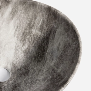 Cuba de Banheiro Lou&ccedil;a Apoio Oval 41 cm (Bari M&aacute;rmore Grigio)