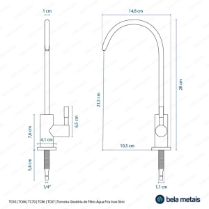 Torneira Giratória de Filtro Água Fria Inox (Simi Grafite Fosca)