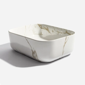 Cuba de Banheiro Louça Apoio Retangular 40 cm (Maia Mármore Carrara)