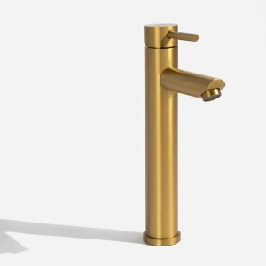 Torneira Monocomando Alta para Banheiro Inox (Lis Dourada Fosca)