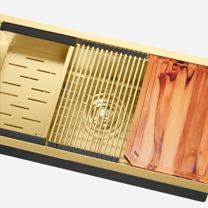 Kit Cuba Workstation Inox com Acess&oacute;rios (Osaka Ouro Fosca)