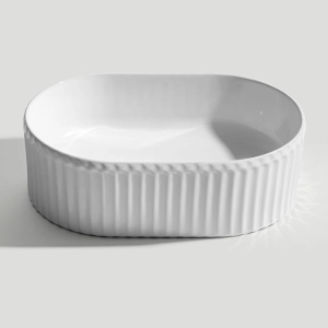 Cuba de Banheiro Lou&ccedil;a Apoio Oval 50 cm (Dublin Branca)