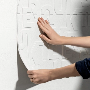 Painel 3D Letras Adesivo 70x58x0,6 cm (Branco) - Outlet