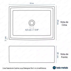 Cuba Fazenda de Cozinha Lou&ccedil;a Retangular 55x41 cm (Amalfi Preta)