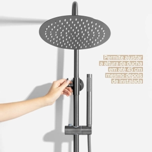 Ducha Coluna de Inox Redonda 25 cm (Grafite Fosca) 