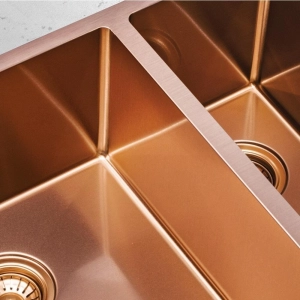 Cuba Dupla de Cozinha Inox Retangular 73x50 cm (Kai Ros&eacute; Gold Fosca)