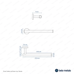 Kit de Acessórios para Banheiro Inox (Tarsila Grafite Fosco)