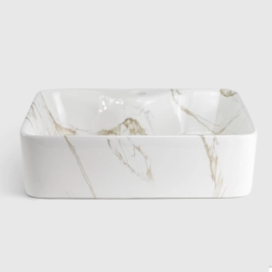 Cuba de Banheiro Louça Apoio Retangular 48 cm (Roma Mármore Carrara)