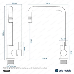 Torneira Monocomando Giratória de Cozinha Inox (Malta Bronze)