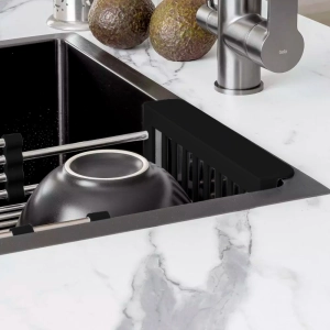 Cesto Escorredor Ajust&aacute;vel Inox para Cuba (Preto Fosco)