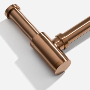 Sifão Metálico com Copo para Banheiro (Line Rosé Gold Fosco)