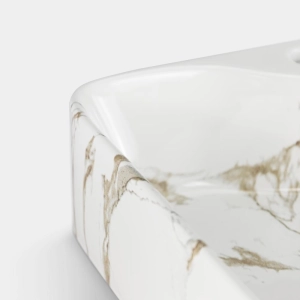 Cuba de Banheiro Louça Apoio Retangular 48 cm (Roma Mármore Carrara)