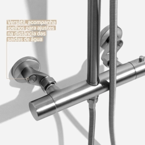 Ducha Coluna de Inox Redonda 25 cm (Grafite Fosca) 