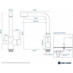 Torneira Monocomando Girat&oacute;ria de Filtro (Ubatuba Preta Fosca)