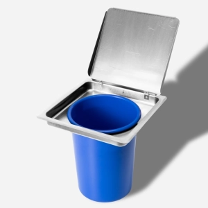 Lixeira Embutida de Cozinha Inox Quadrada 5 Litros (Escovada) - Outlet