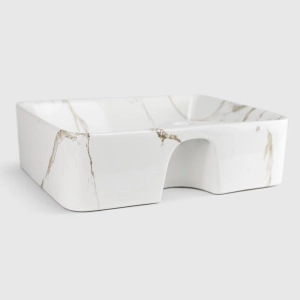 Cuba de Banheiro Louça Apoio Retangular 48 cm (Roma Mármore Carrara)