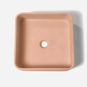 Cuba de Banheiro Concreto Apoio Quadrada 40 cm (Urban P&ecirc;ssego)