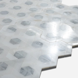 Pastilhas de Pedra Hexagonal (M&aacute;rmore Grey e Bianco)