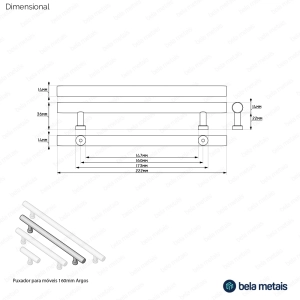 Puxador para M&oacute;vel Al&ccedil;a Sobrepor 160 mm em Madeira (Argos)