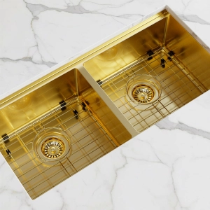 Grade Aramada Inox para Cuba Dupla 32x37 cm (Dourada | Ouro Fosca)