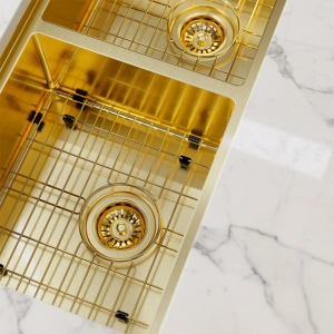 Grade Aramada Inox para Cuba Dupla 32x37 cm (Dourada | Ouro Fosca)