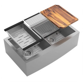 Kit Cuba Dupla Fazenda Workstation Inox com Acessórios (Ise Escovada) Produto Kit Cuba Dupla Fazenda Workstation Inox com Acessórios (Ise Escovada)