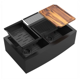 Kit Cuba Dupla Fazenda Workstation Inox com Acessórios (Ise Grafite Fosca) Produto Kit Cuba Dupla Fazenda Workstation Inox com Acessórios (Ise Grafite Fosca)