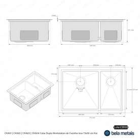 Kit Cuba Dupla Workstation Inox com Acessórios (Kai Escovada) Produto Kit Cuba Dupla Workstation Inox com Acessórios (Kai Escovada)