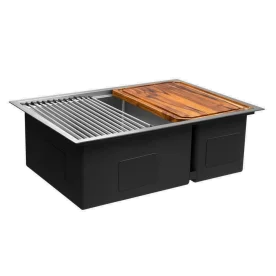 Kit Cuba Dupla Workstation Inox com Acessórios (Kai Escovada) Produto Kit Cuba Dupla Workstation Inox com Acessórios (Kai Escovada)