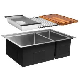 Kit Cuba Dupla Workstation Inox com Acessórios (Kai Escovada) Produto Kit Cuba Dupla Workstation Inox com Acessórios (Kai Escovada)