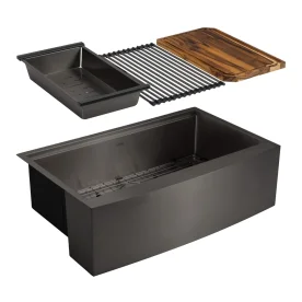 Produto Kit Cuba Fazenda Workstation Inox com Acessórios (Narita Grafite Fosca)