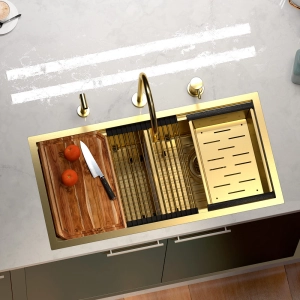 Kit Cuba Workstation Inox com Acessórios (Kobe Dourada Fosca)