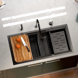 Kit Cuba Workstation Inox com Acessórios (Kobe Grafite Fosca)