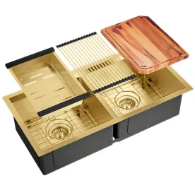 Kit Cuba Workstation Inox com Acessórios (Kobe Ouro Fosca) Produto Kit Cuba Workstation Inox com Acessórios (Kobe Ouro Fosca)
