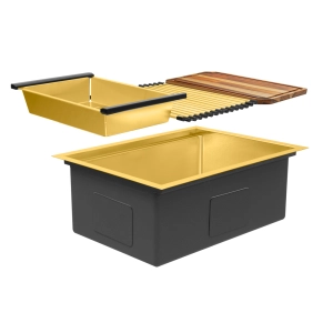 Kit Cuba Workstation Inox com Acessórios (Kyoto Dourada Fosca)