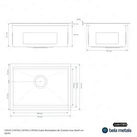 Kit Cuba Workstation Inox com Acessórios (Kyoto Escovada) Produto Kit Cuba Workstation Inox com Acessórios (Kyoto Escovada)
