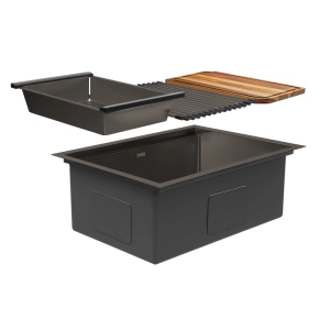 Kit Cuba Workstation Inox com Acessórios (Kyoto Grafite Fosca)