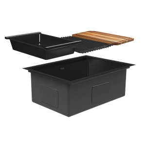 Kit Cuba Workstation Inox com Acessórios (Kyoto Preta Fosca) Produto Kit Cuba Workstation Inox com Acessórios (Kyoto Preta Fosca)