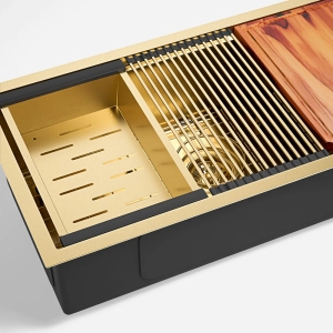 Kit Cuba Workstation Inox com Acessórios (Osaka Dourada Fosca)