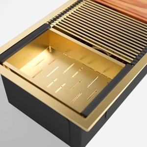 Kit Cuba Workstation Inox com Acessórios (Osaka Dourada Fosca)