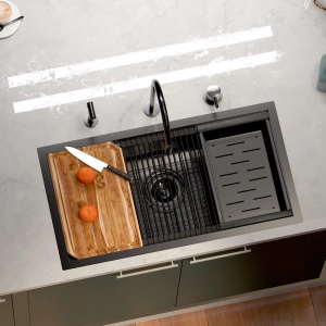 Kit Cuba Workstation Inox com Acessórios (Osaka Grafite Fosca)