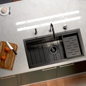 Kit Cuba Workstation Inox com Acessórios (Osaka Grafite Fosca)