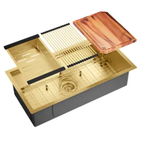 Kit Cuba Workstation Inox com Acessórios (Osaka Ouro Fosca) Produto Kit Cuba Workstation Inox com Acessórios (Osaka Ouro Fosca)