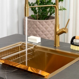Kit Tanque Workstation Inox com Acess&oacute;rios para Lavanderia (Kyoto Dourado)