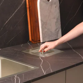 Produto Lixeira Embutida de Cozinha Inox Quadrada 5 Litros (Ryo Escovada) - Outlet
