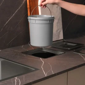 Produto Lixeira Embutida de Cozinha Inox Quadrada 5 Litros (Ryo Grafite Fosca) - Outlet